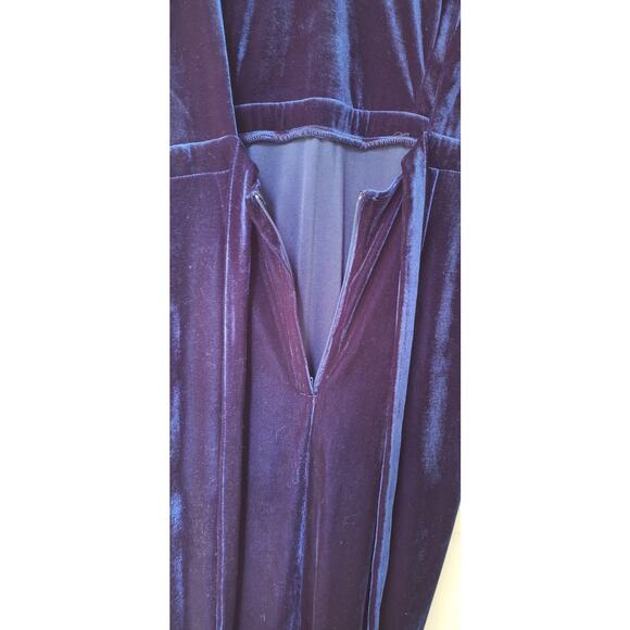 Modcloth x Collectif Blue Velvet Mermaid Side Slit Gown Maxi Dress Size 12 Goth - Picture 8 of 11
